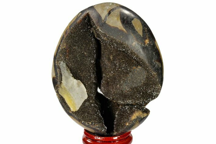 Septarian Dragon Egg Geode - Black Crystals #118732